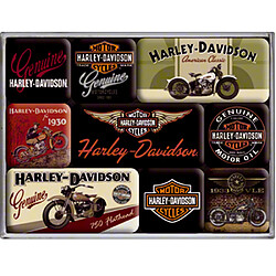 9 Mini Aimants Harley Davidson Vintage