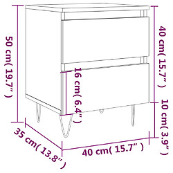 vidaXL Tables de chevet 2 pcs chêne fumé 40x35x50 cm bois ingénierie pas cher