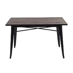 Mendler Table pour salle à manger HWC-H10a, gastronomie, bois d'orme, standards MVG, noir-marron 120x60 cm