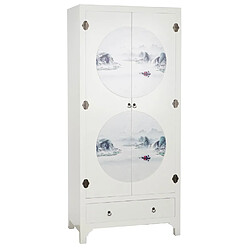 Pegane Armoire de rangement en bois de sapin /MDF coloris blanc - Longueur 85.5 x Profondeur 50.5 x Hauteur 186.2 cm 