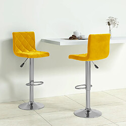 vidaXL Tabourets de bar lot de 2 jaune moutarde velours 