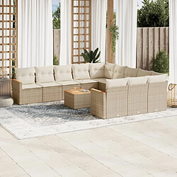 Maison Chic Salon de jardin avec coussins 12 pcs | Ensemble de Table et chaises | Mobilier d'Extérieur beige résine tressée -GKD32323