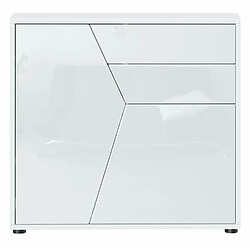 Mpc Petit Meuble De Rangement Blanc Corps Mat Façades Laquées (lxhxp) : 79 X 74 X 36 