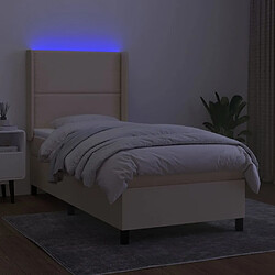 Avis Sommier à lattes et matelas LED,Cadre à lattes de lit pour Adulte Crème 90x200 cm Tissu -MN25093