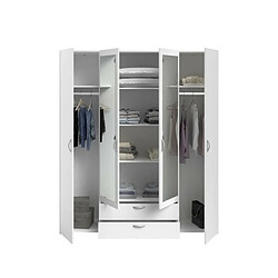 Acheter Youdoit Armoire à décor blanc 4 portes battantes + 2 miroirs + 2 tiroirs 160 x 51 x Hauteur 185 cm