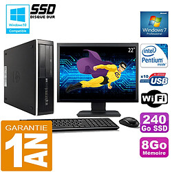 PC HP Compaq 8300 SFF Intel G850 Ram 8Go Disque 240 Go SSD Wifi W7 Ecran 22" - Occasion