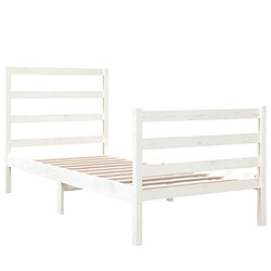 Avis vidaXL Cadre de lit sans matelas blanc bois massif