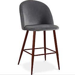 ICONIK INTERIOR Tabouret tapissé en velours - Design scandinave - 66cm - Evelyne Gris foncé 