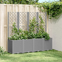 Maison Chic Jardinière,Bac à fleurs avec treillis - pot de fleur gris clair 160x40x140 cm PP -GKD31385