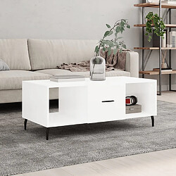 vidaXL Table basse Blanc brillant 102x50x40 cm Bois d'ingénierie 