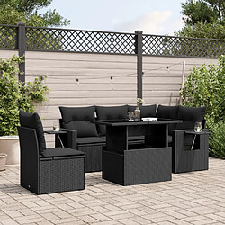 vidaXL Salon de jardin 6 pcs avec coussins noir résine tressée