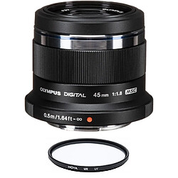 OLYMPUS 45MM F1.8 Black + HOYA UX UV 37mm Filter 