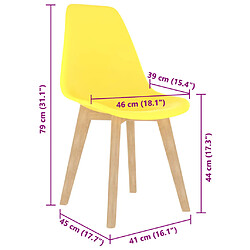 vidaXL Chaises à manger lot de 6 jaune plastique pas cher