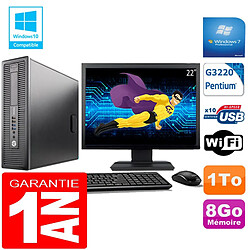 PC HP EliteDesk 800 G1 SFF Intel G3220 8Go Disque 1 To Wifi W7 Ecran 22" - Occasion