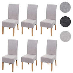 Mendler Lot de 6 chaises de salle à manger Latina, chaise de cuisine, tissu/textile certifié MVG ~ crème beige, pieds clairs