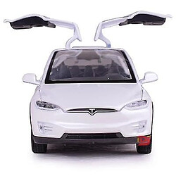 Universal Un modèle de voiture en alliage à six portes, un modèle Tesla X avec des lumières simulées et des jouets musicaux pour les enfants.(blanche)