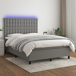 vidaXL Sommier à lattes de lit et matelas et LED Gris foncé 140x200 cm 