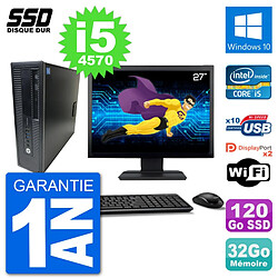 PC HP EliteDesk 800 G1 Ecran 27" Core i5-4570 RAM 32Go SSD 120Go Windows 10 Wifi - Occasion