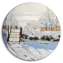 Decoshop26 Tableau rond décoration murale image imprimée cadre en bois à suspendre - Claude Monet La Pie 40x40 cm 11_0012505