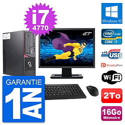 PC Fujitsu E720 DT Ecran 27" Intel i7-4770 RAM 16Go Disque 2To Windows 10 Wifi - Occasion