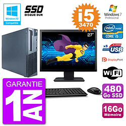 PC Lenovo M82 SFF Ecran 27" i5-3470 RAM 16Go SSD 480Go Graveur DVD Wifi W7 · Occasion 