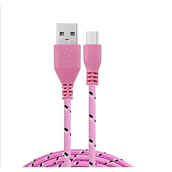 Shot Cable Tresse 1m Micro USB pour Manette Playstation 4 PS4 Smartphone Android Chargeur USB Lacet Fil Nylon (ROSE)