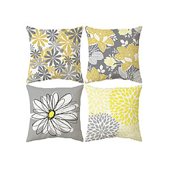 P12 4pcs Nordic Falling Flower Impression de fleurs Étreindre Taie d'oreiller Canapé Coussin Taie d'oreiller Coussin de linge Décoration de la maison