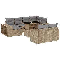 vidaXL Salon de jardin 11 pcs avec coussins beige résine tressée