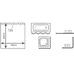 Avis RIDDER Rideau de douche Brilliant 180 x 200 cm