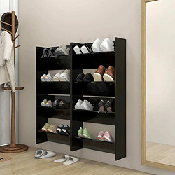 Maison Chic Lot de 4 Armoire à Chaussures murales,Meuble de Rangement à Chaussures Noir 60x18x60 cm Aggloméré -MN54005