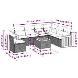 Avis vidaXL Salon de jardin avec coussins 7 pcs gris résine tressée