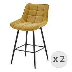 Moloo GRANT - Fauteuil de bar en tissu Moutarde et métal noir (x2)