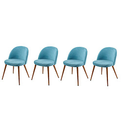 Decoshop26 Lot de 4 chaises de salle à manger tissu velours bleu en bois style rétro CDS04519