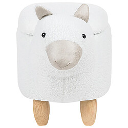 Beliani Tabouret enfant en tissu peluche blanc ALPACA pas cher