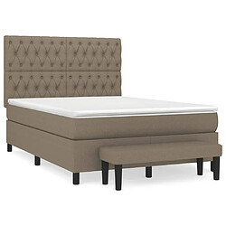 vidaXL Sommier à lattes de lit avec matelas Taupe 140x190 cm Tissu