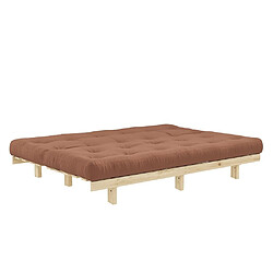 Avis Inside 75 Banquette convertible futon LEAN pin coloris brun argile couchage 130*190 cm.