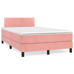 Maison Chic Lit adulte- Lit + matelas,Sommier à lattes de lit avec matelas Rose 120x200 cm Velours -GKD68166