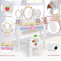 Helloshop26 Coiffeuse 2 en 1 bureau pour enfants avec miroir amovible 3 tiroirs 2 boîtes de style princesse pour filles blanc 20_0005736