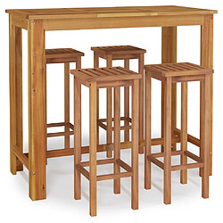 Maison Chic Table de bar et chaises d'extérieur 5 pcs,Ensemble de bar de jardin pour relax bois d'acacia solide -GKD255474