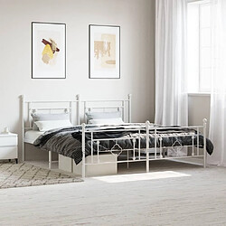 Maison Chic Cadre/structure de lit métal et tête de lit + pied de lit pour adulte - Lit Moderne Chambre blanc 183x213cm -MN11215