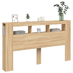 Maison Chic Tête de lit scandinave à LED,meuble de chambre chêne sonoma 180x18,5x103,5cm bois ingénierie -MN25184 pas cher