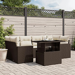 vidaXL Salon de jardin avec coussins 7 pcs marron résine tressée 