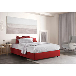 Autrement Talamo Italia Silvia lit double avec conteneur, Made in Italy, en tissu déhoussable, 160x190 cm, avec ouverture frontale, Rouge, avec matelas inclus.