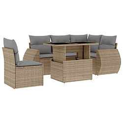 vidaXL Salon de jardin avec coussins 6 pcs beige résine tressée