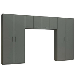 Inside 75 Ensemble de rangement pont 4 portes gris graphite mat largeur 370 cm