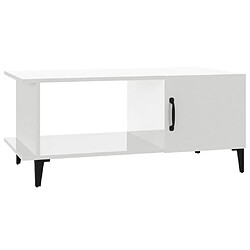 Maison Chic Table basse,Table Console Table d'appoint, Table pour salon Blanc brillant 90x50x40 cm Bois d'ingénierie -MN10627