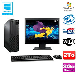 Lot PC Lenovo M91p 7005 SFF G630 2,7Ghz 8Go 2To WIFI W7 Pro + Ecran 19 - Occasion