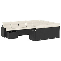 Maison Chic Salon de jardin 11 pcs avec coussins, Ensemble Tables et chaises d'extérieur noir résine tressée -GKD468037