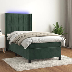 Sommier à lattes et matelas LED,Cadre à lattes de lit pour Adulte Vert foncé 90x200cm Velours -MN71036