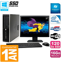 PC HP Compaq Pro 6200 SFF Ecran 22" Intel G840 16Go 120 Go SSD Graveur Wifi W7 · Occasion 